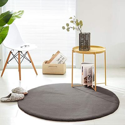 Teppich Wölkchen Kunst-Fell-Teppich Kurzflor Flauschiger Wohnzimmer-Teppich, als Schlafzimmer Deko oder Kinderzimmer rutschfest und waschbar in Waschmaschine Dunkelgrau Rund 120cm Teppich Wölkchen Kunst-Fell-Teppich Kurzflor Flauschiger Wohnzimmer-Teppich, als Schlafzimmer Deko oder Kinderzimmer rutschfest und waschbar in Waschmaschine Dunkelgrau Rund 120cm