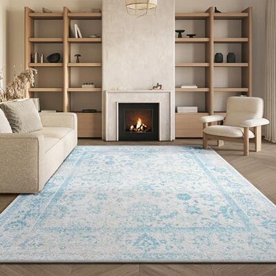 Safavieh Teppich 235 x 305 cm Adirondack Collection Groß Transitional Design, Elfenbein & Hellblau, Pflegeleichte Synthetikmischung, Ideal für Wohnzimmer, Schlafzimmer, Büro (ADR109L) Safavieh Teppich 235 x 305 cm Adirondack Collection Groß Transitional Design, Elfenbein & Hellblau, Pflegeleichte Synthetikmischung, Ideal für Wohnzimmer, Schlafzimmer, Büro (ADR109L)