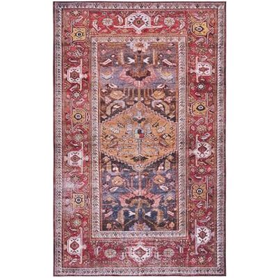 Safavieh Traditionell Teppich für Rug Ideal für stark frequentierte Bereiche Maschinenwaschbar und rutschfest Tucson Collection, Kurzer Flor, in Rot und Marine Blau, 76 x 183 cm Safavieh Traditionell Teppich für Rug Ideal für stark frequentierte Bereiche Maschinenwaschbar und rutschfest Tucson Collection, Kurzer Flor, in Rot und Marine Blau, 76 x 183 cm