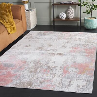 Safavieh Traditionell Teppich für Rug Ideal für stark frequentierte Bereiche Maschinenwaschbar Arizona Collection, Kurzer Flor, in Fuchsia und Grau, 122 X 183 cm Safavieh Traditionell Teppich für Rug Ideal für stark frequentierte Bereiche Maschinenwaschbar Arizona Collection, Kurzer Flor, in Fuchsia und Grau, 122 X 183 cm