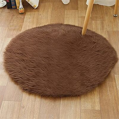 Tomifine Lammfell Schaffell Teppich, Shaggy Bereich Teppiche Longhair Kunstfell Dekofell für Wohnzimmer Schlafzimmer Kinderzimmer Teppich (Rund 30cm,Braun d) Tomifine Lammfell Schaffell Teppich, Shaggy Bereich Teppiche Longhair Kunstfell Dekofell für Wohnzimmer Schlafzimmer Kinderzimmer Teppich (Rund 30cm,Braun d)