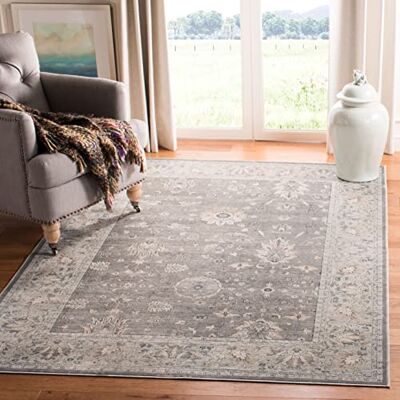 Safavieh Traditionell Teppich für Wohnzimmer, Esszimmer, Schlafzimmer Vintage Collection, Kurzer Flor, Silber und Elfenbein, 160 X 229 cm Safavieh Traditionell Teppich für Wohnzimmer, Esszimmer, Schlafzimmer Vintage Collection, Kurzer Flor, Silber und Elfenbein, 160 X 229 cm
