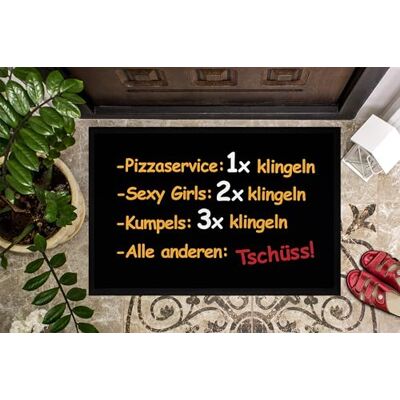 MoonWorks ® Fußmatte mit Spruch Pizza-Service 1x klingeln Tschüss Türmatte lustig Ironie rutschfest & waschbar Schwarz 60x40cm MoonWorks ® Fußmatte mit Spruch Pizza-Service 1x klingeln Tschüss Türmatte lustig Ironie rutschfest & waschbar Schwarz 60x40cm