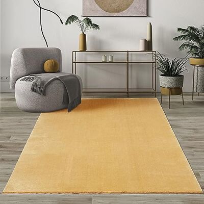 Mias Teppiche Mia's Teppiche Comfort Moderner Flauschiger Kurzflor Teppich, Anti-Rutsch Unterseite, Waschbar bis 30 Grad, Super Soft, Felloptik, Gold, 120 cm Rund Mias Teppiche Mia's Teppiche Comfort Moderner Flauschiger Kurzflor Teppich, Anti-Rutsch Unterseite, Waschbar bis 30 Grad, Super Soft, Felloptik, Gold, 120 cm Rund