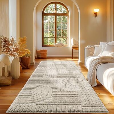Carpetsale24 Teppich Läufer 80x250 cm Beige, Hochflor Wohnzimmer Teppich, Weich & Flauschig, Skandinavisch Boho Stil, Langflor Shaggy, Pflegeleicht, Jute Rückseite Carpetsale24 Teppich Läufer 80x250 cm Beige, Hochflor Wohnzimmer Teppich, Weich & Flauschig, Skandinavisch Boho Stil, Langflor Shaggy, Pflegeleicht, Jute Rückseite