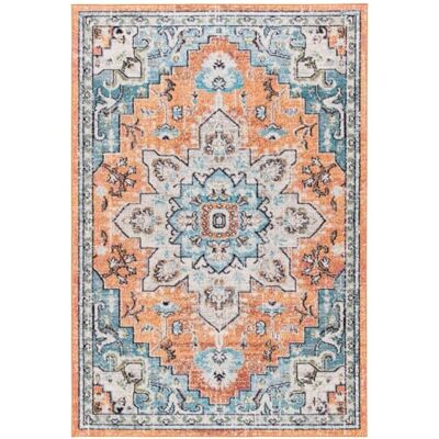 Safavieh Boho Teppich für Wohnzimmer, Esszimmer, Schlafzimmer Madison Collection, Kurzer Flor, Orange und Blaugrün, 91 X 152 cm Safavieh Boho Teppich für Wohnzimmer, Esszimmer, Schlafzimmer Madison Collection, Kurzer Flor, Orange und Blaugrün, 91 X 152 cm