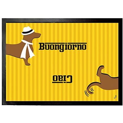 1art1 Dackel Signore Waldi, Buongiorno, Ciao Fußmatte Dekomatte Innenbereich Design Türmatte 70x50 cm 1art1 Dackel Signore Waldi, Buongiorno, Ciao Fußmatte Dekomatte Innenbereich Design Türmatte 70x50 cm