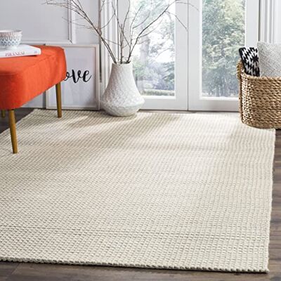 Safavieh Geometrisch Teppich für Wohnzimmer, Esszimmer, Schlafzimmer Natura Collection, Kurzer Flor, Silber und Elfenbein, 244 X 244 cm Safavieh Geometrisch Teppich für Wohnzimmer, Esszimmer, Schlafzimmer Natura Collection, Kurzer Flor, Silber und Elfenbein, 244 X 244 cm