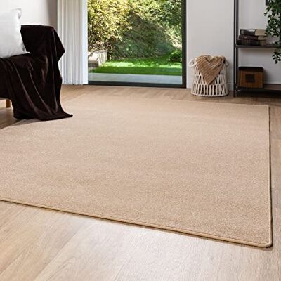 Steffensmeier Kurzflor Teppich Ibiza Wohnzimmerteppich Stilvoll Pflegeleicht Jugendteppich Beige, Größe: 60x120 cm Steffensmeier Kurzflor Teppich Ibiza Wohnzimmerteppich Stilvoll Pflegeleicht Jugendteppich Beige, Größe: 60x120 cm