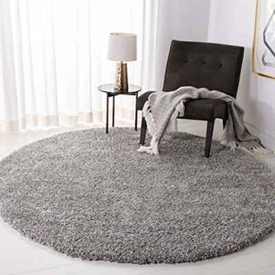 Safavieh Zottelig Teppich für Wohnzimmer, Esszimmer, Schlafzimmer California Shag Collection, Hoher Flor, Silber, 201 X 201 cm Safavieh Zottelig Teppich für Wohnzimmer, Esszimmer, Schlafzimmer California Shag Collection, Hoher Flor, Silber, 201 X 201 cm