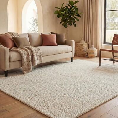 Safavieh Zeitgenössische Teppich für Wohnzimmer, Esszimmer, Schlafzimmer Abstract Collection, Kurzer Flor, Elfenbein und Braun, 244 X 305 cm Safavieh Zeitgenössische Teppich für Wohnzimmer, Esszimmer, Schlafzimmer Abstract Collection, Kurzer Flor, Elfenbein und Braun, 244 X 305 cm