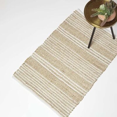 Homescapes Arlyn Jute-Teppich beige-weiß gestreift 60x90 cm, Flachgewebe-Teppich Jute & Baumwolle mit Streifen-Muster Homescapes Arlyn Jute-Teppich beige-weiß gestreift 60x90 cm, Flachgewebe-Teppich Jute & Baumwolle mit Streifen-Muster
