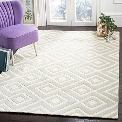 Safavieh Zeitgenössische Teppich für Wohnzimmer, Esszimmer, Schlafzimmer Chatham Collection, Kurzer Flor, Grau und Elfenbein, 122 X 183 cm Safavieh Zeitgenössische Teppich für Wohnzimmer, Esszimmer, Schlafzimmer Chatham Collection, Kurzer Flor, Grau und Elfenbein, 122 X 183 cm