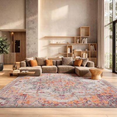 Safavieh Boho Teppich für Wohnzimmer, Esszimmer, Schlafzimmer Madison Collection, Kurzer Flor, Beige und Orange, 200 x 300 cm Safavieh Boho Teppich für Wohnzimmer, Esszimmer, Schlafzimmer Madison Collection, Kurzer Flor, Beige und Orange, 200 x 300 cm