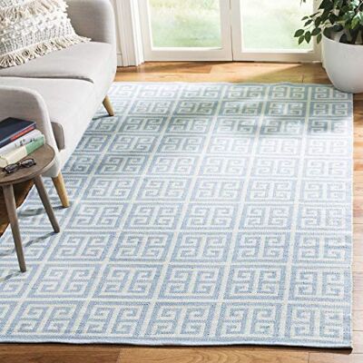 Safavieh Zeitgenössisch Wohnzimmer, Esszimmer, Schlafzimmer Montauk Collection, Niedrige Säule, Hellblau und Elfenbein, 91 X 152 cm Safavieh Zeitgenössisch Wohnzimmer, Esszimmer, Schlafzimmer Montauk Collection, Niedrige Säule, Hellblau und Elfenbein, 91 X 152 cm