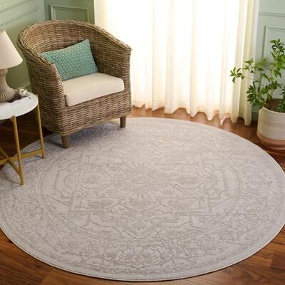 Safavieh Zeitgenössische Teppich für Wohnzimmer, Esszimmer, Schlafzimmer Reflection Collection, Kurzer Flor, Creme und Elfenbein, 91 X 91 cm Safavieh Zeitgenössische Teppich für Wohnzimmer, Esszimmer, Schlafzimmer Reflection Collection, Kurzer Flor, Creme und Elfenbein, 91 X 91 cm