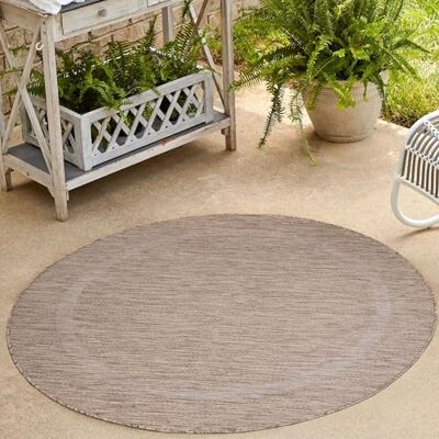 Carpetsale24 Outdoor Teppich Rund 120 cm Braun Bordüre Design Flachgewebe Wetterfest Waschbar für Wohnzimmer Schlafzimmer Kinderzimmer Balkon Terrasse Carpetsale24 Outdoor Teppich Rund 120 cm Braun Bordüre Design Flachgewebe Wetterfest Waschbar für Wohnzimmer Schlafzimmer Kinderzimmer Balkon Terrasse
