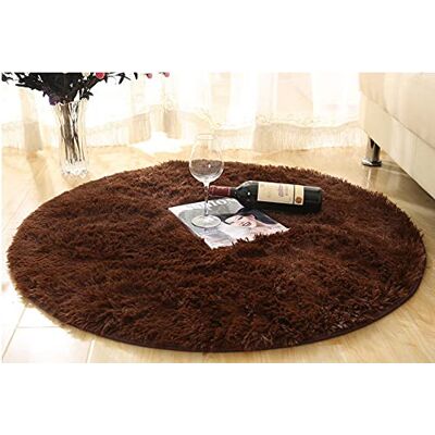 Generic Badematte Runder Plüschteppich für Schlafzimmer Nachttisch Wohnzimmer Badteppiche 100 cm Durchmesser Braun Generic Badematte Runder Plüschteppich für Schlafzimmer Nachttisch Wohnzimmer Badteppiche 100 cm Durchmesser Braun