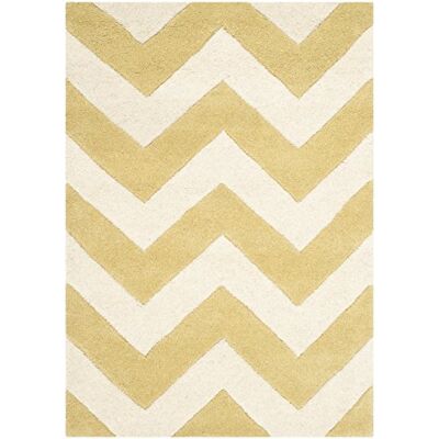 Safavieh Zeitgenössische Teppich für Wohnzimmer, Esszimmer, Schlafzimmer Chatham Collection, Kurzer Flor, Helles Gold und Elfenbein, 61 X 91 cm Safavieh Zeitgenössische Teppich für Wohnzimmer, Esszimmer, Schlafzimmer Chatham Collection, Kurzer Flor, Helles Gold und Elfenbein, 61 X 91 cm