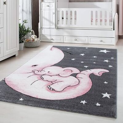 Carpetsale24 Kinderteppich Niedlicher Elefant Rosa 140x200 cm – Großer Teppich fürs Kinderzimmer – Kuschelig & Kindgerechtes Design Carpetsale24 Kinderteppich Niedlicher Elefant Rosa 140x200 cm – Großer Teppich fürs Kinderzimmer – Kuschelig & Kindgerechtes Design