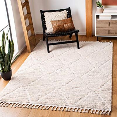 Safavieh Boho Teppich für Wohnzimmer, Esszimmer, Schlafzimmer Marrakesh Collection, Kurzer Flor, Beige, 160 X 229 cm Safavieh Boho Teppich für Wohnzimmer, Esszimmer, Schlafzimmer Marrakesh Collection, Kurzer Flor, Beige, 160 X 229 cm