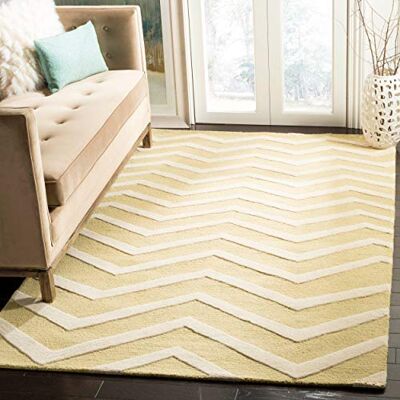 Safavieh Zeitgenössische Teppich für Wohnzimmer, Esszimmer, Schlafzimmer Cambridge Collection, Kurzer Flor, Helles Gold und Elfenbein, 152 X 244 cm Safavieh Zeitgenössische Teppich für Wohnzimmer, Esszimmer, Schlafzimmer Cambridge Collection, Kurzer Flor, Helles Gold und Elfenbein, 152 X 244 cm