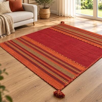 Steffensmeier Handwebteppich Muriani Baumwolle Wohnzimmer Rot, handgewebt, Größe: 80x150 cm Steffensmeier Handwebteppich Muriani Baumwolle Wohnzimmer Rot, handgewebt, Größe: 80x150 cm