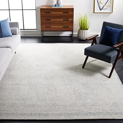 Safavieh Zeitgenössische Teppich für Wohnzimmer, Esszimmer, Schlafzimmer Abstract Collection, Kurzer Flor, Schwarz und Elfenbein, 244 X 305 cm Safavieh Zeitgenössische Teppich für Wohnzimmer, Esszimmer, Schlafzimmer Abstract Collection, Kurzer Flor, Schwarz und Elfenbein, 244 X 305 cm
