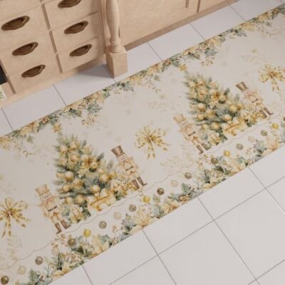 PETTI Artigiani Italiani Weihnachts-Küchenläufer, rutschfest und waschbar, Weihnachtsteppich 52x100 cm, Xmas Gold, Made in Italy PETTI Artigiani Italiani Weihnachts-Küchenläufer, rutschfest und waschbar, Weihnachtsteppich 52x100 cm, Xmas Gold, Made in Italy