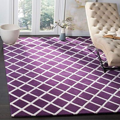 Safavieh Zeitgenössische Teppich für Wohnzimmer, Esszimmer, Schlafzimmer Chatham Collection, Kurzer Flor, Lila und Elfenbein, 183 X 274 cm Safavieh Zeitgenössische Teppich für Wohnzimmer, Esszimmer, Schlafzimmer Chatham Collection, Kurzer Flor, Lila und Elfenbein, 183 X 274 cm