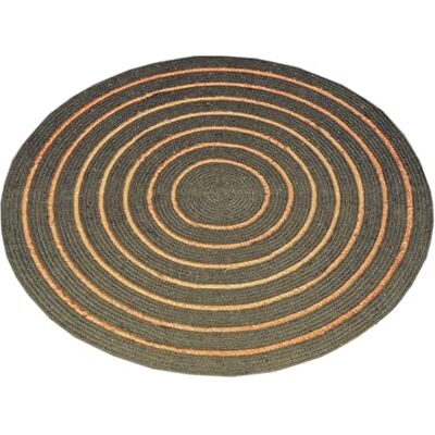 Atout Ciel Runder Teppich aus Baumwolle, geflochten, Jute-Effekt, gestreift, Khaki, 120 cm Atout Ciel Runder Teppich aus Baumwolle, geflochten, Jute-Effekt, gestreift, Khaki, 120 cm