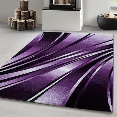 Carpetsale24 Teppich Läufer 80x150 cm Lila Modern Abstraktes Wellen Design Kurzflor für Wohnzimmer Schlafzimmer Esszimmer Küche Flur Jugendzimmer Waschbar Pflegeleicht Extra Weich Carpetsale24 Teppich Läufer 80x150 cm Lila Modern Abstraktes Wellen Design Kurzflor für Wohnzimmer Schlafzimmer Esszimmer Küche Flur Jugendzimmer Waschbar Pflegeleicht Extra Weich