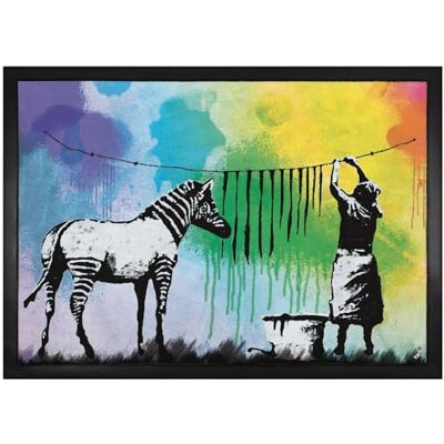 1art1 Banksy Zebra Streifen Waschtag Fußmatte Dekomatte Innenbereich Design Türmatte 70x50 cm 1art1 Banksy Zebra Streifen Waschtag Fußmatte Dekomatte Innenbereich Design Türmatte 70x50 cm