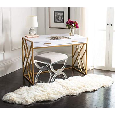 Safavieh Tierdruck Teppich für Wohnzimmer, Esszimmer, Schlafzimmer Fur Collection, Hoher Flor, Weiss, 61 X 183 cm Safavieh Tierdruck Teppich für Wohnzimmer, Esszimmer, Schlafzimmer Fur Collection, Hoher Flor, Weiss, 61 X 183 cm