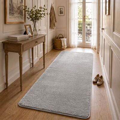 VOUNOT ® Teppich Wohnzimmer 80x200 cm, mit rutschfeste Rückseite & Antirutschmatte, Kuscheliger Kurzflor Flauschig Teppiche Gegend für Schlafzimmer Kinderzimmer Esszimmer, Grau VOUNOT ® Teppich Wohnzimmer 80x200 cm, mit rutschfeste Rückseite & Antirutschmatte, Kuscheliger Kurzflor Flauschig Teppiche Gegend für Schlafzimmer Kinderzimmer Esszimmer, Grau
