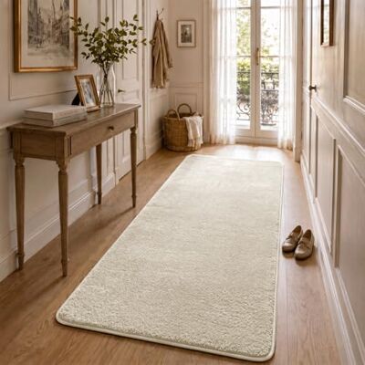 VOUNOT ® Teppich Wohnzimmer 80x200 cm, mit rutschfeste Rückseite & Antirutschmatte, Kuscheliger Kurzflor Flauschig Teppiche Gegend für Schlafzimmer Kinderzimmer Esszimmer, Beige VOUNOT ® Teppich Wohnzimmer 80x200 cm, mit rutschfeste Rückseite & Antirutschmatte, Kuscheliger Kurzflor Flauschig Teppiche Gegend für Schlafzimmer Kinderzimmer Esszimmer, Beige