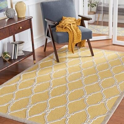 Safavieh Modern Teppich für Wohnzimmer, Esszimmer, Schlafzimmer Cambridge Collection, Kurzer Flor, Gold und Elfenbein, 152 X 244 cm Safavieh Modern Teppich für Wohnzimmer, Esszimmer, Schlafzimmer Cambridge Collection, Kurzer Flor, Gold und Elfenbein, 152 X 244 cm