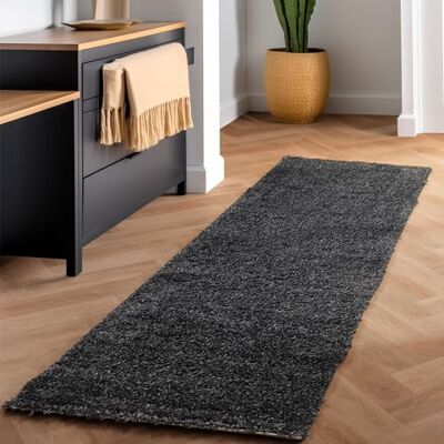 SIMPEX Shaggy Hochflor Teppich, 80x150 cm, Anthrazit, weich, flauschig, modern, einfarbig, Ideal für Flur oder Kinderzimmer, für Wohnzimmer Schlafzimmer Flur SIMPEX Shaggy Hochflor Teppich, 80x150 cm, Anthrazit, weich, flauschig, modern, einfarbig, Ideal für Flur oder Kinderzimmer, für Wohnzimmer Schlafzimmer Flur