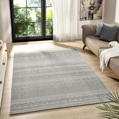VIMODA Teppich Wohnzimmer Schlafzimmer Skandinavisch Modern Pflegeleicht Qualitativ Hochwertig ,Farbe:Grau;Maße:160x230 cm VIMODA Teppich Wohnzimmer Schlafzimmer Skandinavisch Modern Pflegeleicht Qualitativ Hochwertig ,Farbe:Grau;Maße:160x230 cm