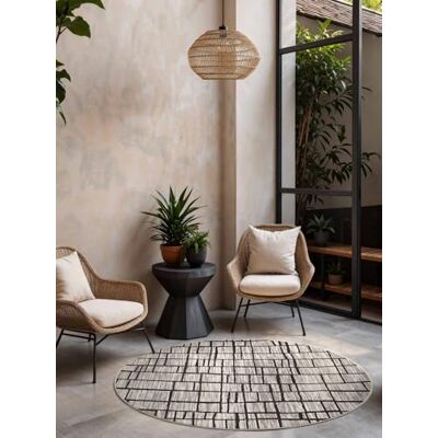 Ted Baker Flachgewebe Teppich Crouch Rund Wendeteppich Outdoor geeignet, Pflegeleichter Wohnzimmerteppich, Modern, Abstrakt Muster für Wohnzimmer, Terrasse, Esszimmer, Balkon Schwarz Weiß, Ø160 cm Ted Baker Flachgewebe Teppich Crouch Rund Wendeteppich Outdoor geeignet, Pflegeleichter Wohnzimmerteppich, Modern, Abstrakt Muster für Wohnzimmer, Terrasse, Esszimmer, Balkon Schwarz Weiß, Ø160 cm