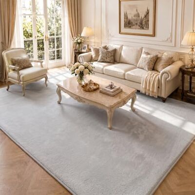 VOUNOT ® Teppich Wohnzimmer Groß 240x340 cm, mit rutschfeste Rückseite & Antirutschmatte, Kuscheliger Kurzflor Flauschig Teppiche Gegend für Schlafzimmer Kinderzimmer Esszimmer, Grau VOUNOT ® Teppich Wohnzimmer Groß 240x340 cm, mit rutschfeste Rückseite & Antirutschmatte, Kuscheliger Kurzflor Flauschig Teppiche Gegend für Schlafzimmer Kinderzimmer Esszimmer, Grau