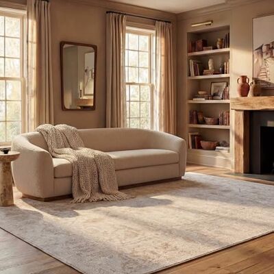 Safavieh Zeitgenössische Teppich für Wohnzimmer, Esszimmer, Schlafzimmer Reflection Collection, Kurzer Flor, Creme und Elfenbein, 274 x 366 cm Safavieh Zeitgenössische Teppich für Wohnzimmer, Esszimmer, Schlafzimmer Reflection Collection, Kurzer Flor, Creme und Elfenbein, 274 x 366 cm