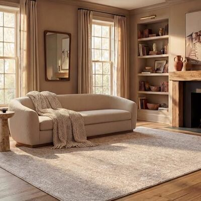 Safavieh Zeitgenössische Teppich für Wohnzimmer, Esszimmer, Schlafzimmer Reflection Collection, Kurzer Flor, Beige und Elfenbein, 274 x 366 cm Safavieh Zeitgenössische Teppich für Wohnzimmer, Esszimmer, Schlafzimmer Reflection Collection, Kurzer Flor, Beige und Elfenbein, 274 x 366 cm