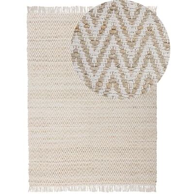Beliani Beigene Jute Baumwoll-Teppich - Boho Stil Beliani Beigene Jute Baumwoll-Teppich - Boho Stil