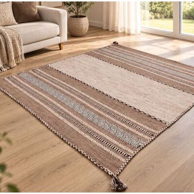 Steffensmeier Handwebteppich Muriani Baumwolle Wohnzimmer Beige, handgewebt, Größe: 70x130 cm Steffensmeier Handwebteppich Muriani Baumwolle Wohnzimmer Beige, handgewebt, Größe: 70x130 cm