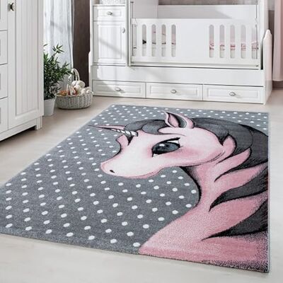 Carpetsale24 Kinderteppich Modern Einhorn-Design Pink 200 x 290 cm Kurzflor Teppich Kinderzimmer Waschbarer Babyteppich Spielteppich für Junge und Mädchen Extra Weich und Antiallergen Rechteckig Carpetsale24 Kinderteppich Modern Einhorn-Design Pink 200 x 290 cm Kurzflor Teppich Kinderzimmer Waschbarer Babyteppich Spielteppich für Junge und Mädchen Extra Weich und Antiallergen Rechteckig