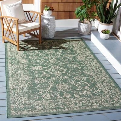 Safavieh Geometrisch Teppich für Wasserdicht Innen & Außenbereich Courtyard Collection, Kurzer Flor, Grün und Beige, 120 x 180 cm Safavieh Geometrisch Teppich für Wasserdicht Innen & Außenbereich Courtyard Collection, Kurzer Flor, Grün und Beige, 120 x 180 cm