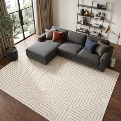 LITTLE TREE Teppich Wohnzimmer, 200 x 300 cm Waschbarer Teppich, Geometrischer Carpet Living Room, Anti-Rutsch Unterseite & Oeko-TEX Kurzflor Teppiche, Modern Carpet, Beige LITTLE TREE Teppich Wohnzimmer, 200 x 300 cm Waschbarer Teppich, Geometrischer Carpet Living Room, Anti-Rutsch Unterseite & Oeko-TEX Kurzflor Teppiche, Modern Carpet, Beige