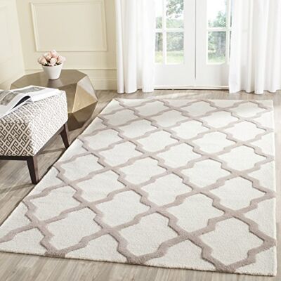 Safavieh Geometrisch Teppich für Wohnzimmer, Esszimmer, Schlafzimmer Cambridge Collection, Kurzer Flor, Elfenbein und Beige, 122 X 183 cm Safavieh Geometrisch Teppich für Wohnzimmer, Esszimmer, Schlafzimmer Cambridge Collection, Kurzer Flor, Elfenbein und Beige, 122 X 183 cm