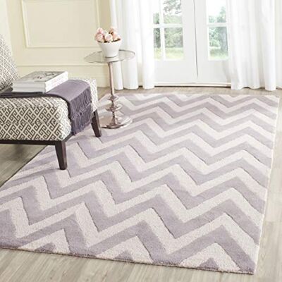 Safavieh Modern Teppich für Wohnzimmer, Esszimmer, Schlafzimmer Cambridge Collection, Kurzer Flor, Silber und Elfenbein, 183 X 274 cm Safavieh Modern Teppich für Wohnzimmer, Esszimmer, Schlafzimmer Cambridge Collection, Kurzer Flor, Silber und Elfenbein, 183 X 274 cm